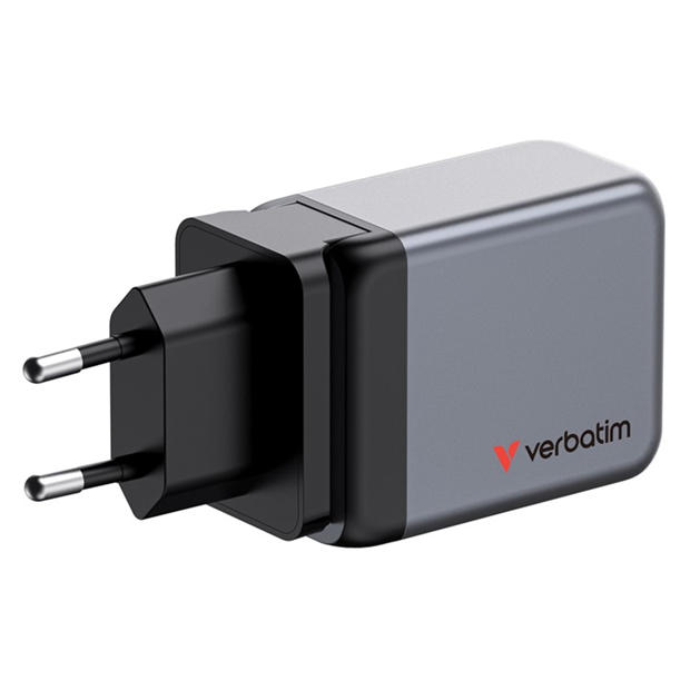 Черно - Verbatim - 65W 3-Port GaN Wall Charger