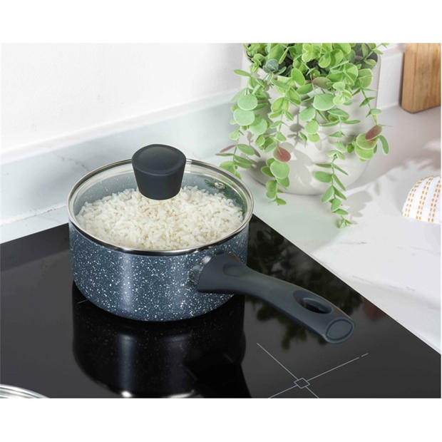 Grey - Russell Hobbs - Stone 16cm Non-Stick Pressed Aluminium Induction Saucepan