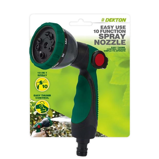 Green/Black - Dekton - Easy Use 10 Function Spray Nozzle
