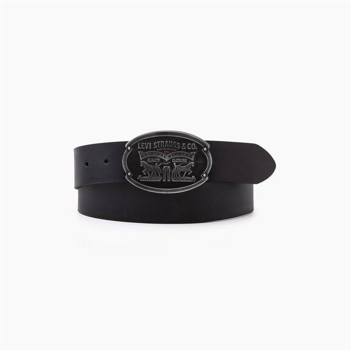 Levis Men's Black Billy Plaque Leather Belt in Size XL, Sports Direct
