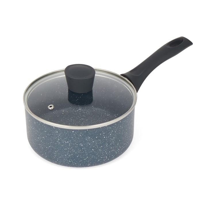 Russell Hobbs Nightfall Stone Saucepan with Lid, 18 Cm, 2 L | Pressed Aluminium, 2-Layer Non-Stick Interior, Induction Suitable Base, Tempered Glass Lid With Steam Vent, Bakelite Handle - Image 3