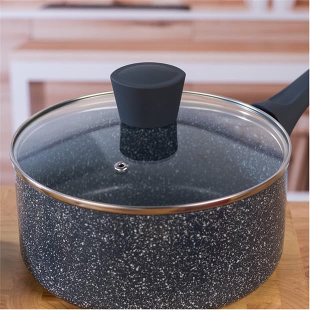 Grey - Russell Hobbs - Stone 20cm Non-Stick Pressed Aluminium Induction Saucepan