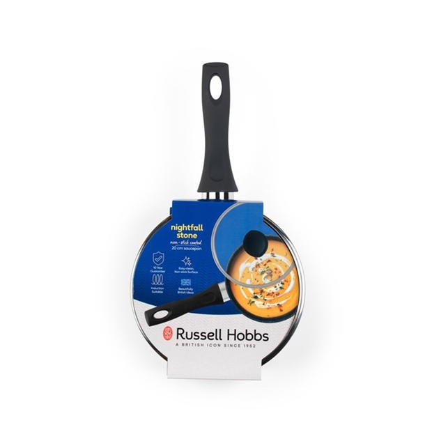 Grey - Russell Hobbs - Stone 20cm Non-Stick Pressed Aluminium Induction Saucepan
