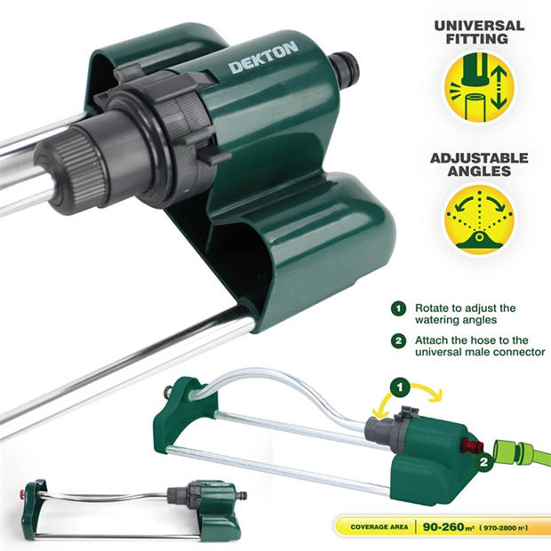 Green/Silver - Dekton - 18 Hole Oscillating Garden Sprinkler