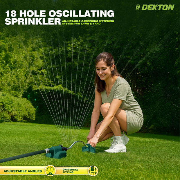 Green/Silver - Dekton - 18 Hole Oscillating Garden Sprinkler