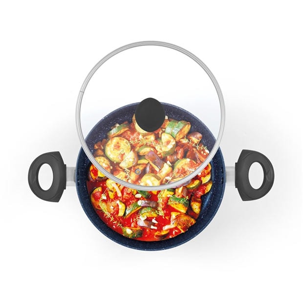 Grey - Russell Hobbs - Stone 20cm Non-Stick Pressed Aluminium Bakelite Handle Stock Pot
