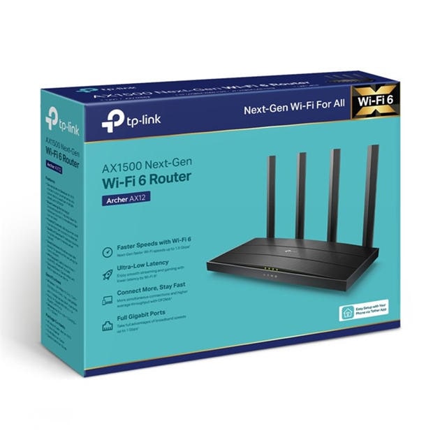 Black - TP-Link - TP-Link Archer AX12 - AX1500 Wi-Fi 6 Router