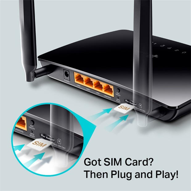 Black - TP-Link - Archer MR200 AC750 Wireless Dual Band 4G LTE Router