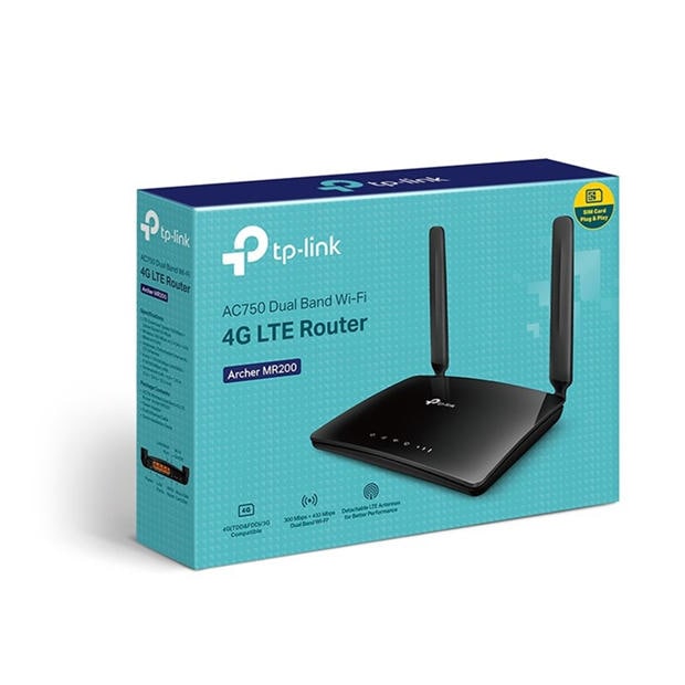 Black - TP-Link - Archer MR200 AC750 Wireless Dual Band 4G LTE Router