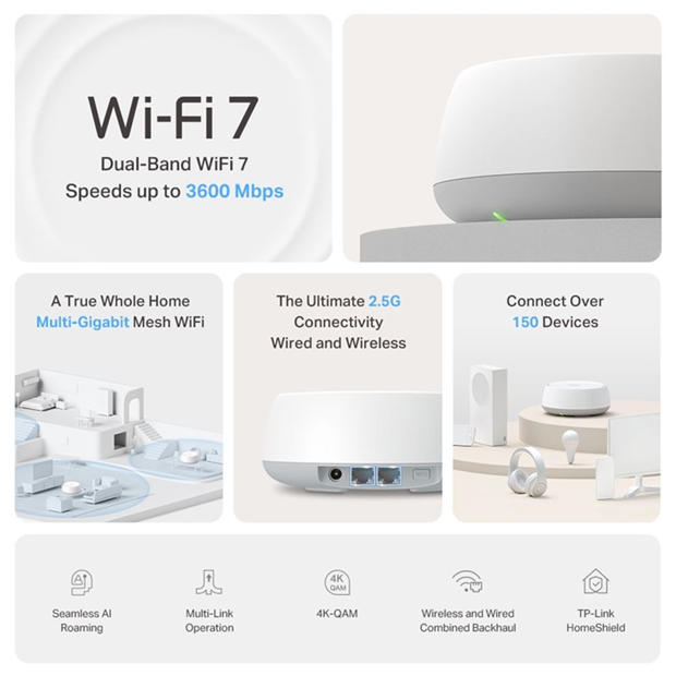 Black - TP-Link - TP-Link Deco BE25 BE3600 Whole Home Mesh Wi-Fi 7 System(3-Pack)