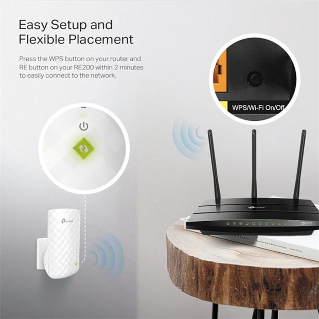 Black - TP-Link - TP-Link AC750 Wi-Fi Range Extender RE200