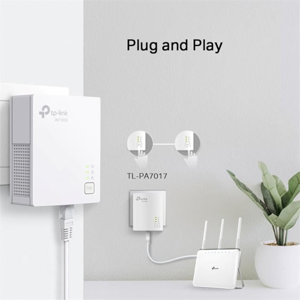 Black - TP-Link - TP-Link TL-PA7017 KIT PowerLine network adapter 1000 Mbit/s Ethernet LAN White 2 pcs