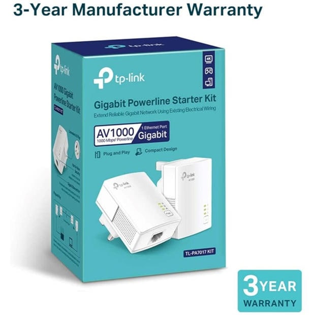 Black - TP-Link - TP-Link TL-PA7017 KIT PowerLine network adapter 1000 Mbit/s Ethernet LAN White 2 pcs