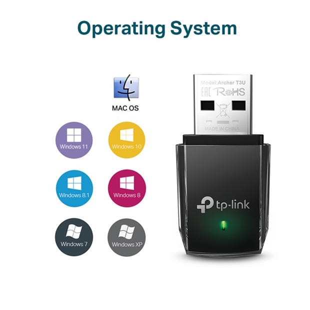 Black - TP-Link - TP-Link AC1300 Mini Wireless MU-MIMO USB WiFi Adapter ARCHER T3U