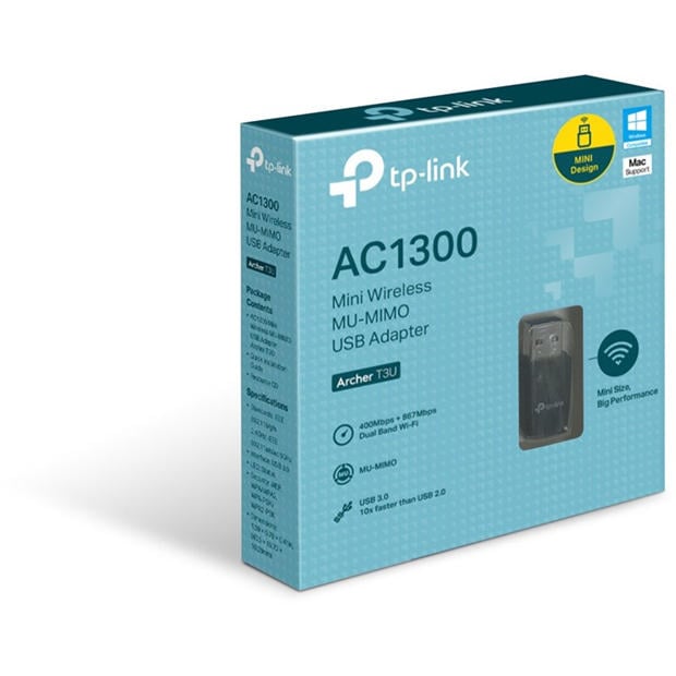 Black - TP-Link - TP-Link AC1300 Mini Wireless MU-MIMO USB WiFi Adapter ARCHER T3U
