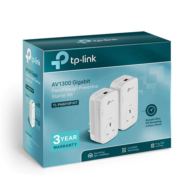 Black - TP-Link - TP-Link TL-PA8010P KIT PowerLine network adapter 1300 Mbit/s Ethernet LAN White 2 pcs