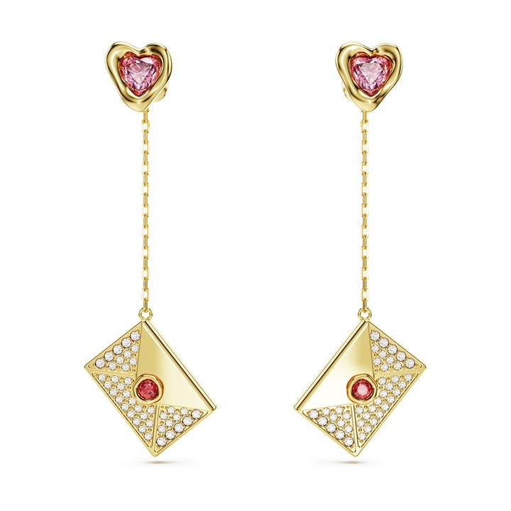 Swarovski Women's Gold Letra Crystal Drop Earrings, Sports Direct