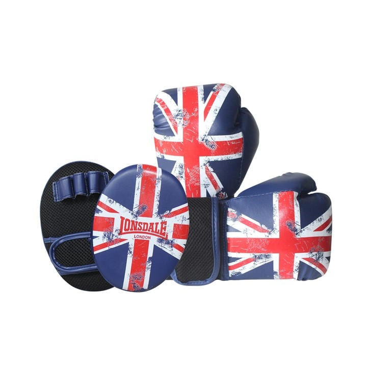 Lonsdale  Kids Blue Limited Edition Boxing Glove And Pad Set  in Size 6oz, Sports Direct