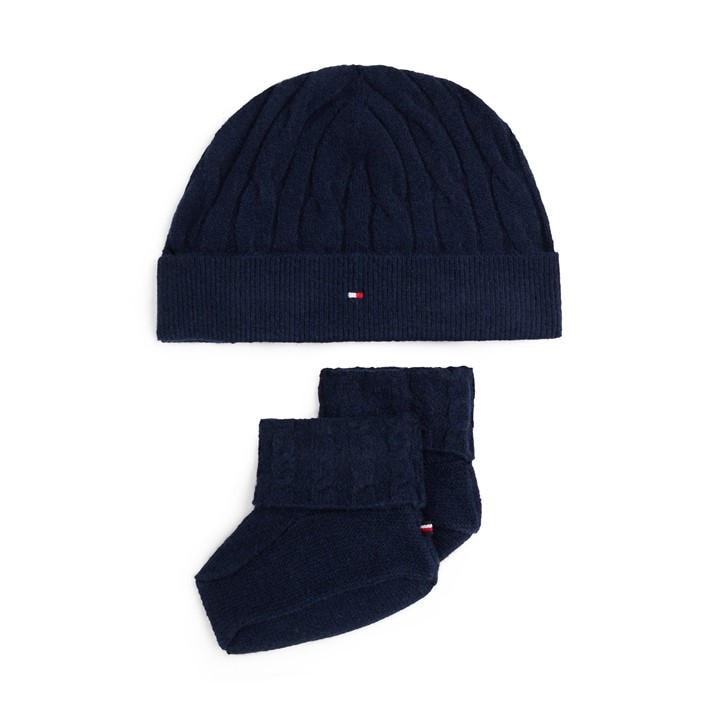 Tommy Hilfiger Kids Blue Cable Hat And Glove Set in Size Infant, Sports Direct