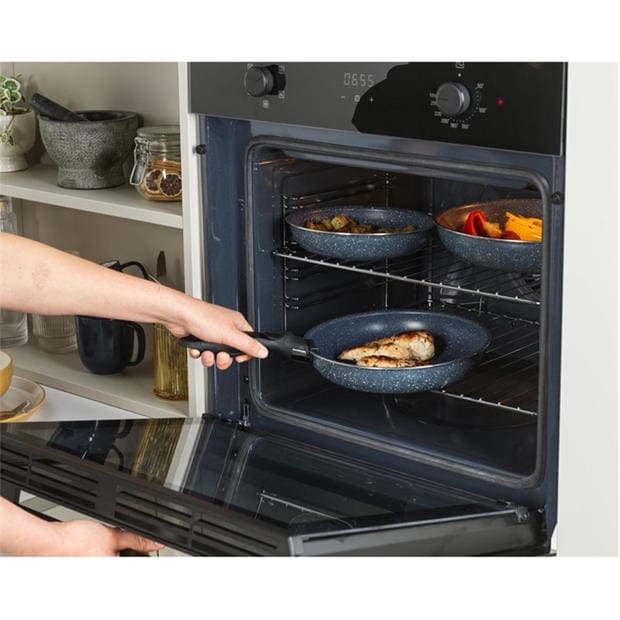 Grey - Russell Hobbs - Smart Clip Nightfall Stone Non-Stick Stackable Frying Pan Set