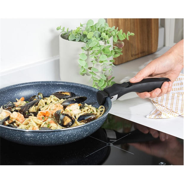 Grey - Russell Hobbs - Smart Clip Nightfall Stone Non-Stick Stackable Frying Pan Set