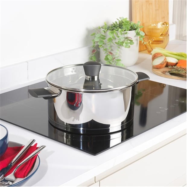 Silver - Russell Hobbs - Stainless Steel Tempered Glass Lid PFOA-Free Induction Stock Pot