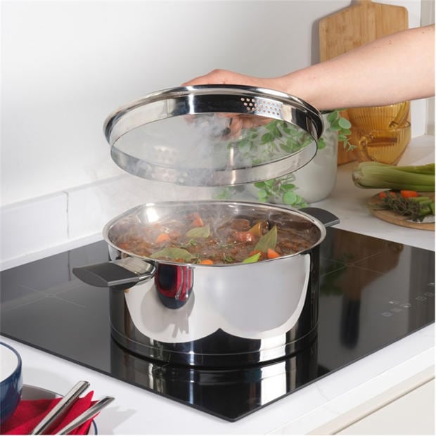 Silver - Russell Hobbs - Stainless Steel Tempered Glass Lid PFOA-Free Induction Stock Pot