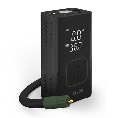 SBS - 3600mAh power bank with compressor function and LED flashlight for emergencies and outdoor use
