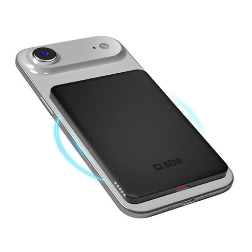 SBS - Slim 3000 mAh Magnetic Power Bank with 5W Wireless Charging Compatible with MagSafe