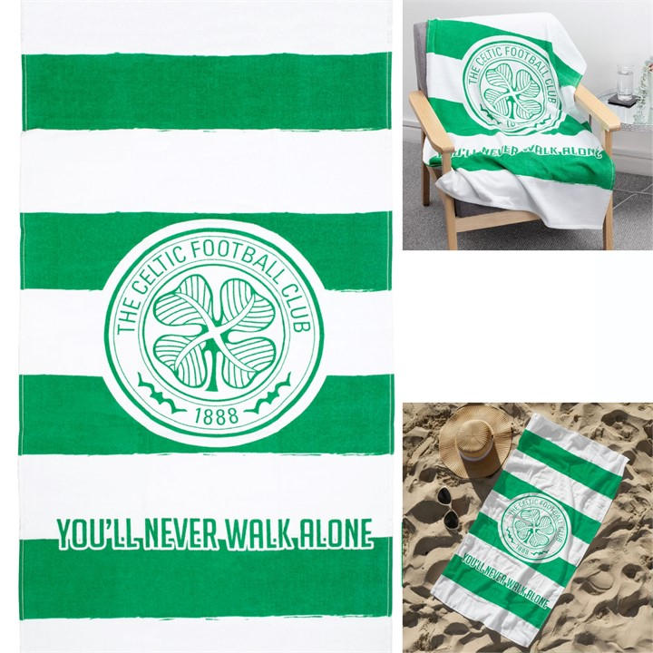 Team  Kids Green Football Officially Licensed Beach Towel 70 X 140 Cm, Sports Direct
