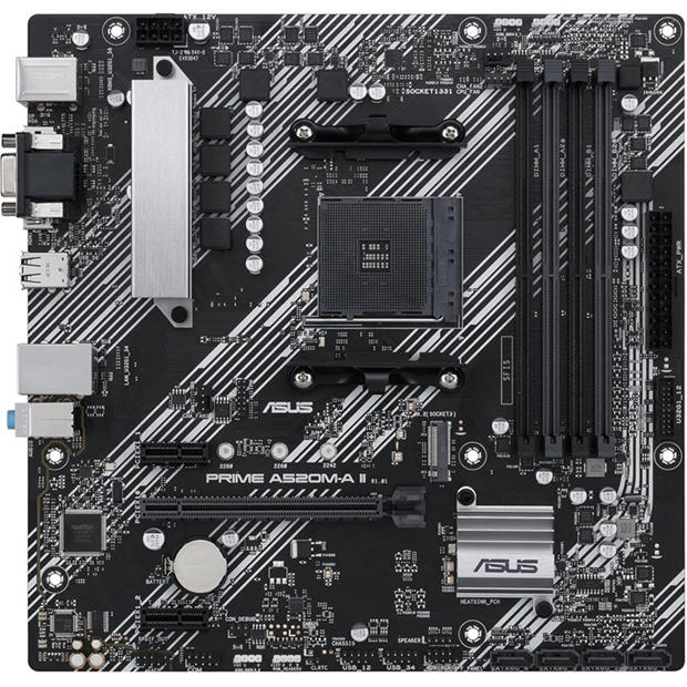 Black - ASUS - ASUS PRIME A520M-A II - CSM AMD Motherboard