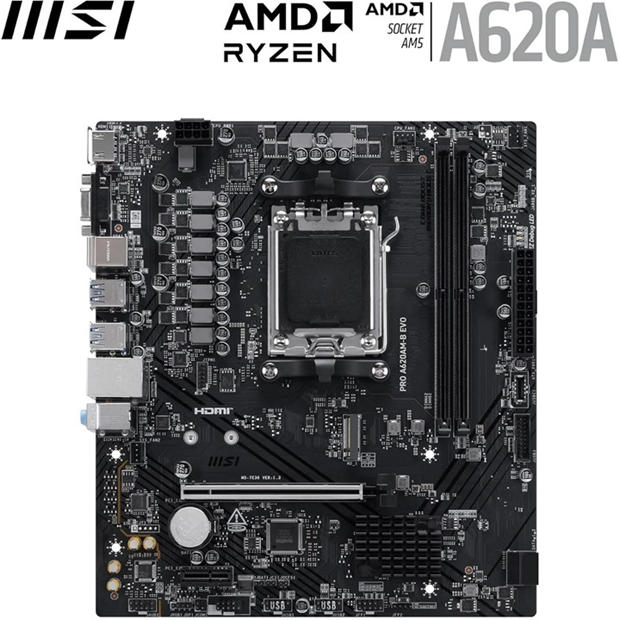 Black - MSI - PRO A620AM-B EVO AMD Motherboard