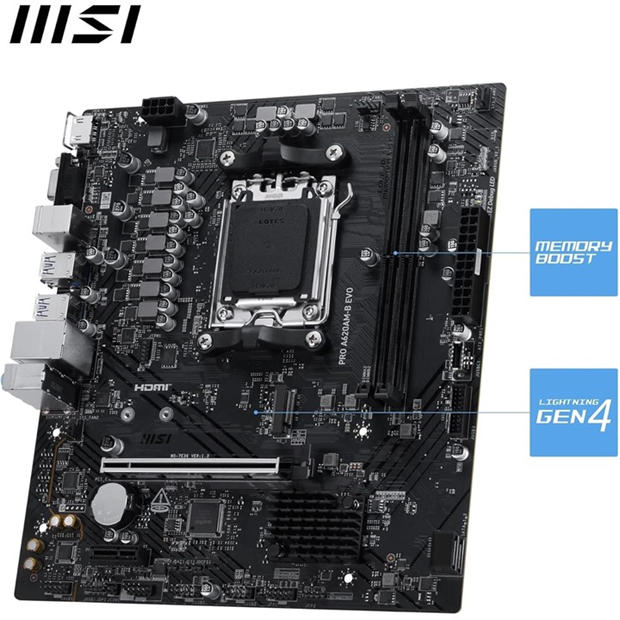 Black - MSI - PRO A620AM-B EVO AMD Motherboard