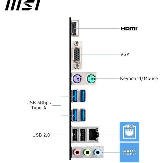 Black - MSI - PRO A620AM-B EVO AMD Motherboard