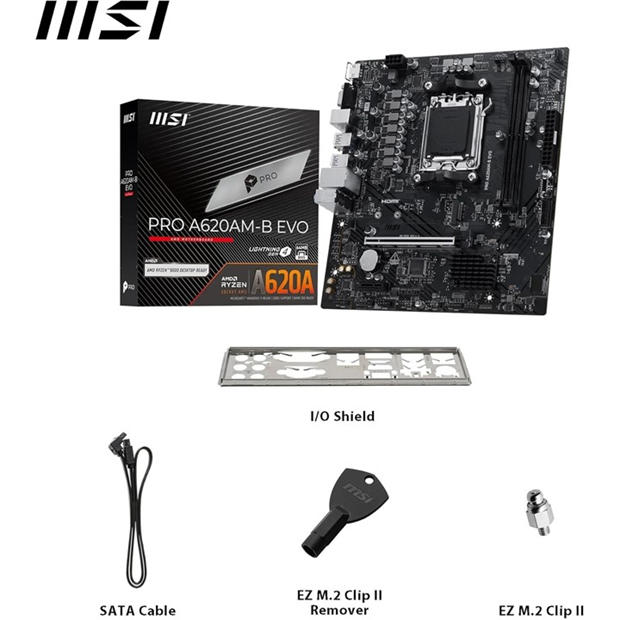 Black - MSI - PRO A620AM-B EVO AMD Motherboard