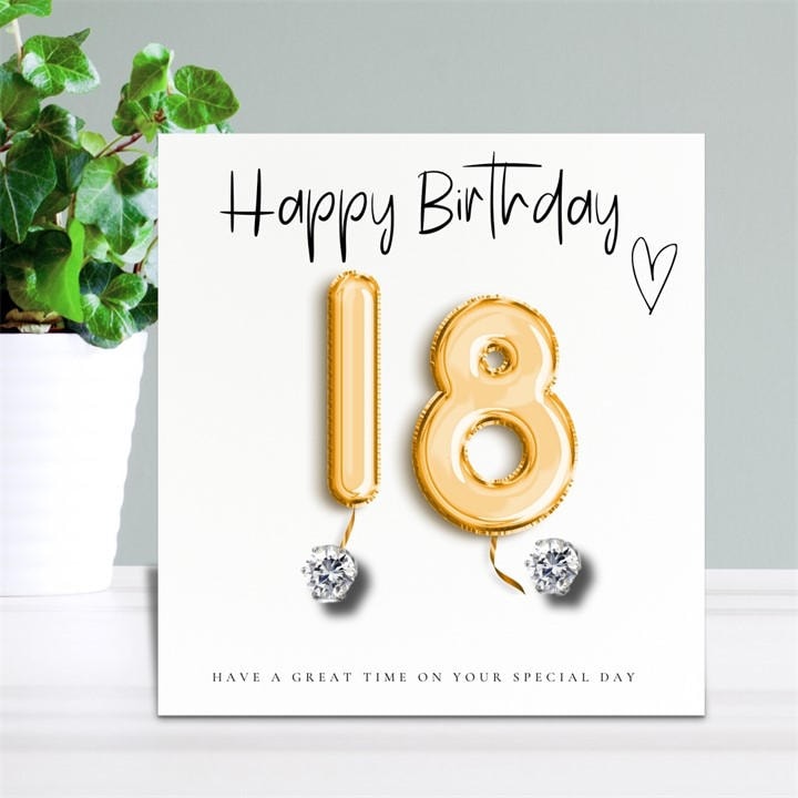 Aye Do Gifts Women's Silver 18Th Birthday Balloons Message Card & Earrings, Sports Direct