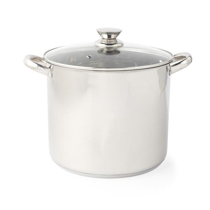 Russell Hobbs Silver 11.5L Stainless Steel Mirror Finish Tempered Glass Lid Stock Pot, Sports Direct