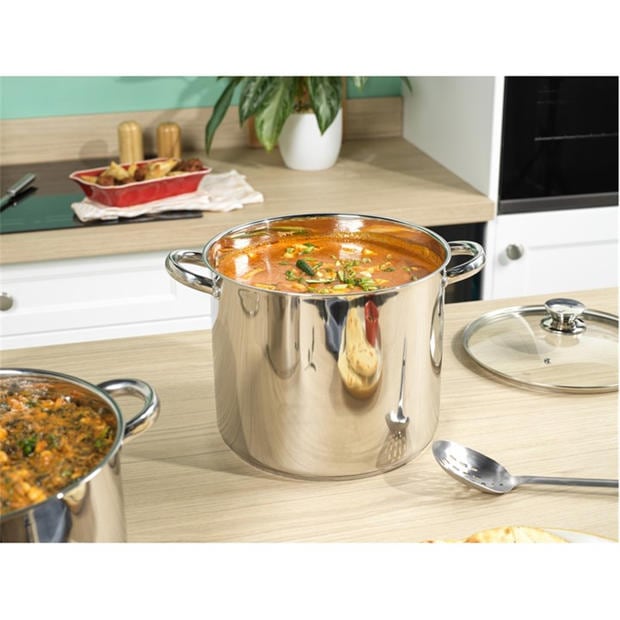 Silver - Russell Hobbs - 11.5L Stainless Steel Mirror Finish Tempered Glass Lid Stock Pot