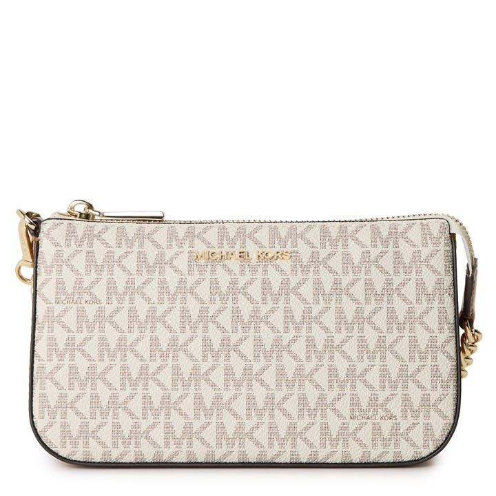 Michael Michael Kors Women's Cream Jet Set Signature Chain Clutch Bag, Sports Direct
