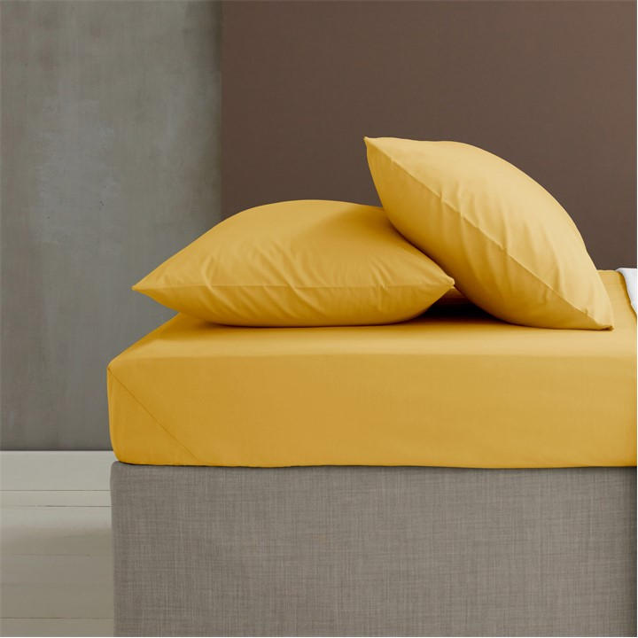 Catherine Lansfield  Yellow Easy Iron Percale Combed Extra Deep Fitted Sheet in Size Double, Sports Direct