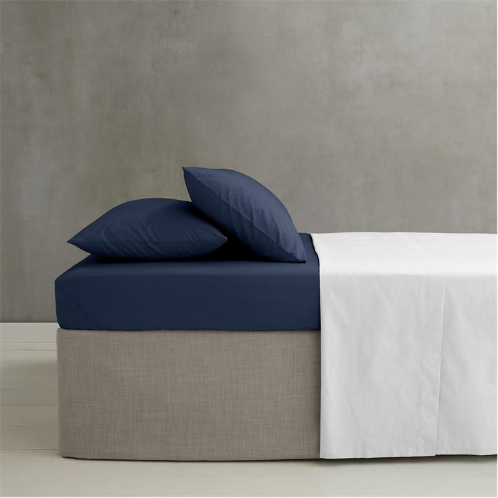 Catherine Lansfield Unisex Blue Iron Percale Combed Extra Deep Fitted Sheet Superking