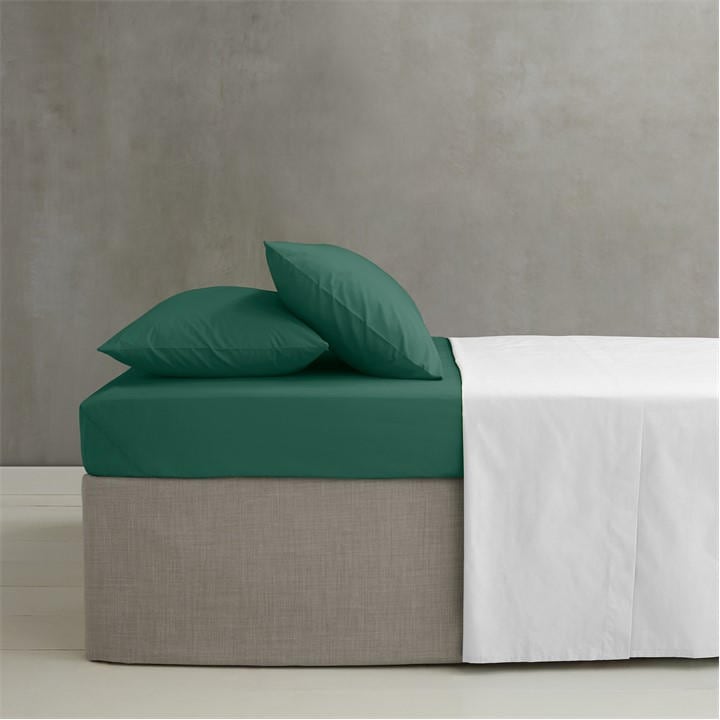 Catherine Lansfield Green Easy Iron Percale Combed Extra Deep Fitted Sheet in Size Superking, Sports Direct