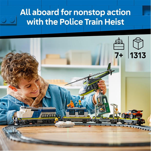 Police Train - LEGO - City Police Train Heist - Toy Train Set for kids 60508