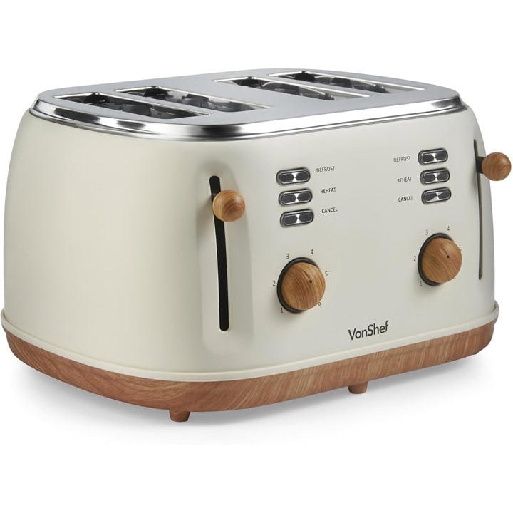 Vonshef  Cream 4 Slice Toaster, Sports Direct