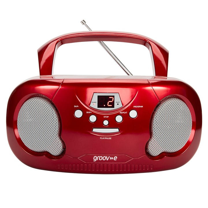 Groov-E Red Original Boombox Portable Cd Player With Radio -