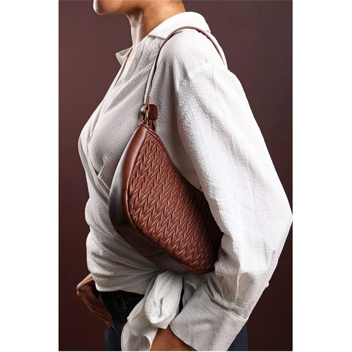 Wheres That From Women's Brown Wheres Quilted Crescent Shoulder Bag In Chain Detail, Sports Direct