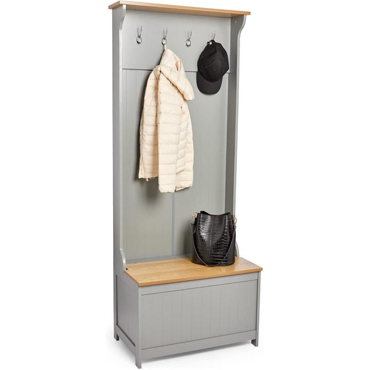 Vonhaus  Grey Coat Rack Stand & Shoe Storage Bench, Sports Direct