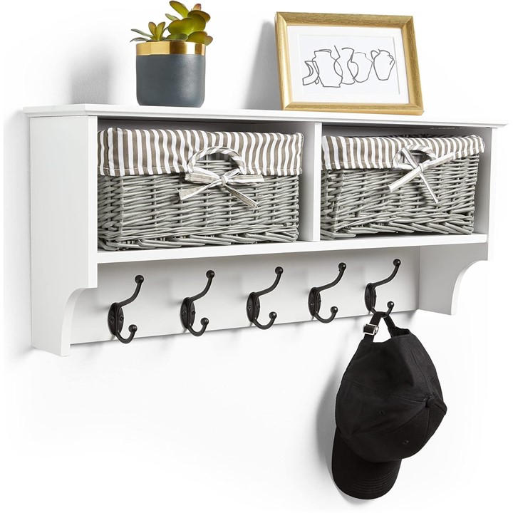 Vonhaus  White Coat Hooks Wall Mounted - Coat Rack, Sports Direct