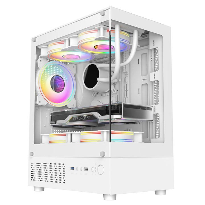 Cit  White Celsius Micro-Atx Gaming Case With Tg Front+Side Panels With 3X Dual-Ring Infinity Fans, Sports Direct