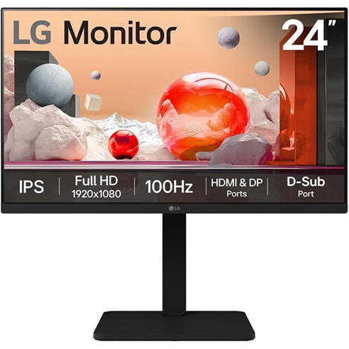 LG - LG Monitor 24BA450 24 Inch FHD 1080p 100Hz 5ms Response Time IPS Panel